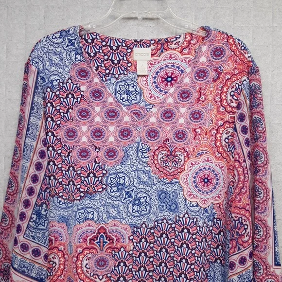 Chico's Multicolor  V-Neck Blouse - Picture 2 of 8